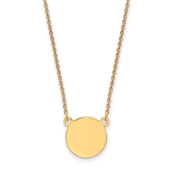 Auriga 14k Yellow Gold Plain Circular Engravable Disc Necklace 18inch for Women