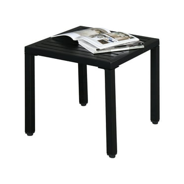 19"x19" Indoor Outdoor SideTable Small Metal Square End Table, Patio Coffee Bistro Table, Black