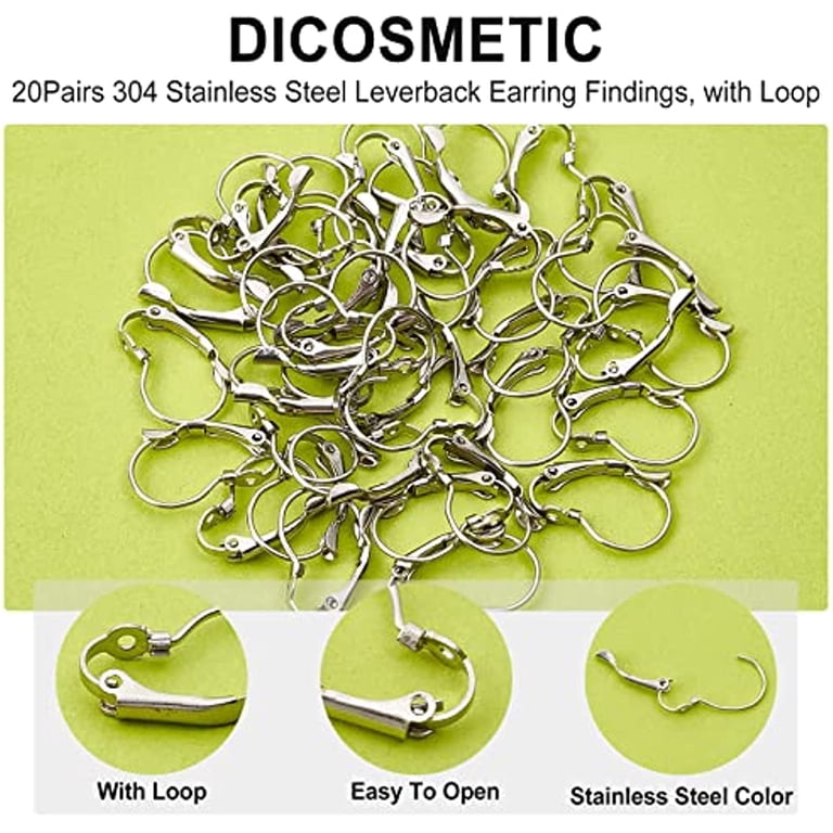 10pcs of 304 Stainless Steel Silver Ear Wire Earrings Hooks(no. STG977