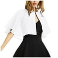 thumbnail image 3 of Ticikt Women Chiffon Cape Shrug, Single Button Short Sheer Bolero Shawl, Lightweight Dress Cover Up Capelet,WH1, 3 of 4