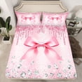 thumbnail image 2 of Homewish Pink Bowtie Ribbon Queen Sheet Sets,Chic Diamond Flat Sheet,Cartoon Bow Knot Queen Fitted Sheet For Girls Kids,Ultra Soft Home Decor,4 Pieces, 2 of 7