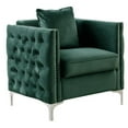 thumbnail image 4 of Joel 3 Piece Sofa, Loveseat, and Armchair Living Room Set, Green Velvet- Saltoro Sherpi, 4 of 5
