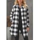 thumbnail image 4 of ABPHQTO Abrigo camisero a cuadros negro con cuello vuelto para mujer, 4 of 5