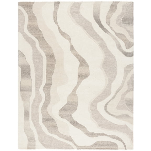 SAFAVIEH Rodeo Camillo Abstract Wool Area Rug, Ivory/Gray, 8' x 10'