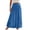 1Blue, variant on Women Summer Beach Boho Long Skirt Linen Fabric Smocked High Waist Layered Flowy A Line Design Shell Star Casual Vacation Daily Wear