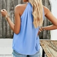 thumbnail image 4 of Jewelreauty Women Halter Neck Ruched Tank Tops Casual Sleeveless Tunic Tee Summer Loose Fitting Solid Shirts (S, Sky Blue), 4 of 7