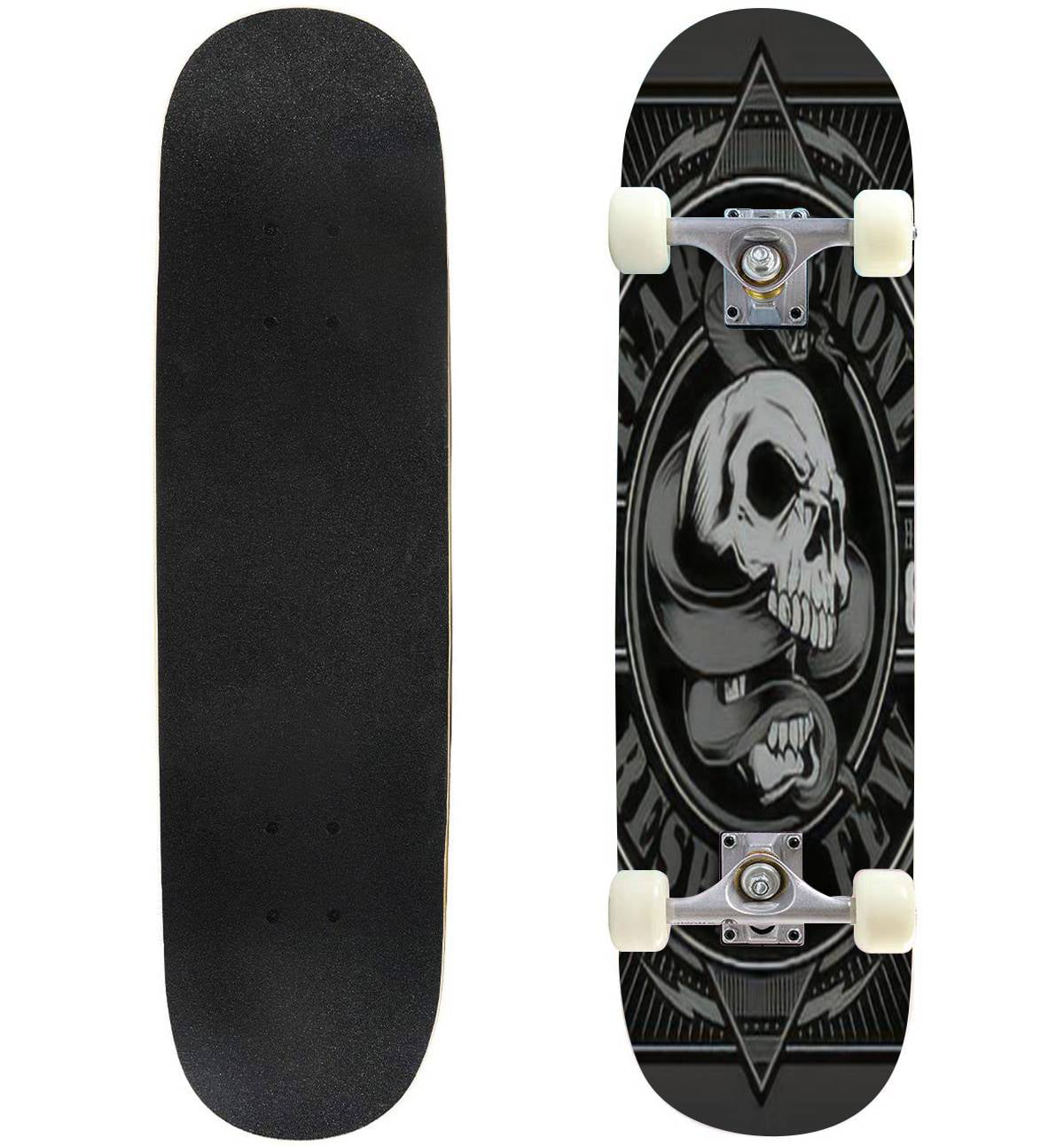 Designed for Teens and Adults 31.5 Inch/Rose Skull Mini Cruiser Longboard Skateboard Complete Skateboard