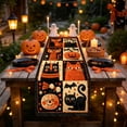 thumbnail image 5 of Vintage Halloween Table Runner Halloween Decor, Retro Linen Table Runner, Primitive Ghost Pumpkin Black Cat Bat, Seasonal Kitchen Dining Home Decor, 5 of 6