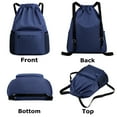 thumbnail image 6 of Muka Swim Bag Gym Backpack Drawstring Beach Backpack for Men Women Swimming with Wet & Dry Compartment, Water Resistant Fabric-Navy Blue, 6 of 8
