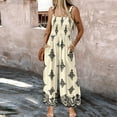 thumbnail image 2 of Tnhcen Women's Casual Jumpsuit Elastic Waist Floral Print Romper Stretchy Wide Leg Summer Outfit 4-Way Stretch Easy Wear S-2XL Plus Size, 2 of 5