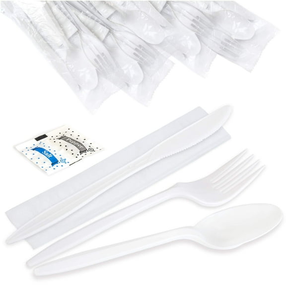 Fit Meal Prep 75-Piece White Plastic Flatware Sets