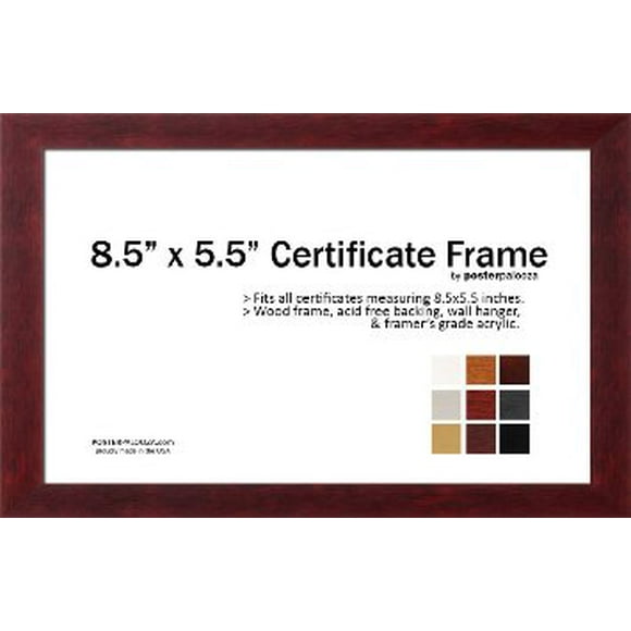 20.5cm x 14cm (8.5"x5.5") Certificate Frame - Wood Frame - Holds any document measuring 20.5cm x 14cm (8.5"x5.5") (Cher