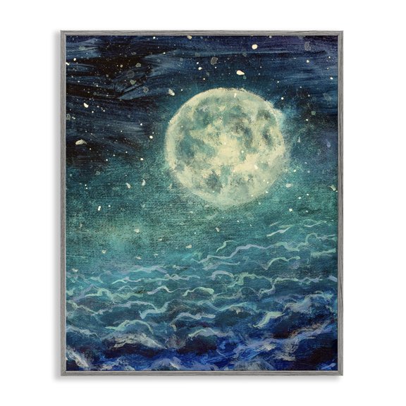 Stupell Industries Contemporary Surreal Moon & Clouds Gray Framed Giclee Art, 24 x 30, by Valery Rybakow