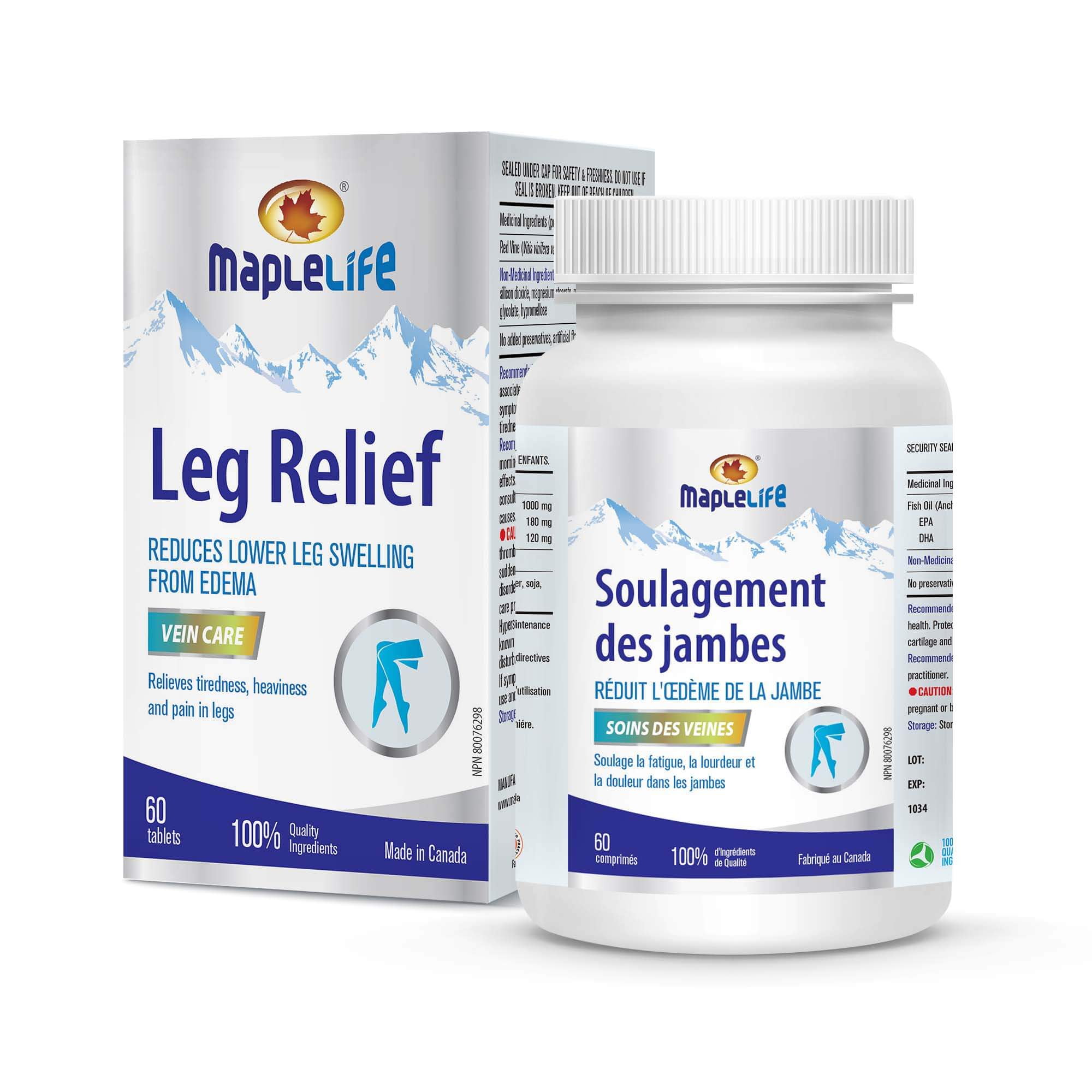 MapleLife Exclusive Formula Leg Relief 60 tablets 60 days Supply Help