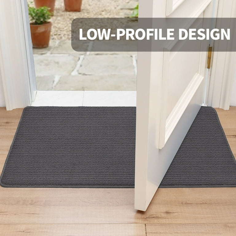 DEXI Outdoor Mat Front Door Indoor Entrance Doormat,Small Heavy Duty Rubber  Outside Floor Rug for Entryway Patio Waterproof Low-Profile,23x35,Black