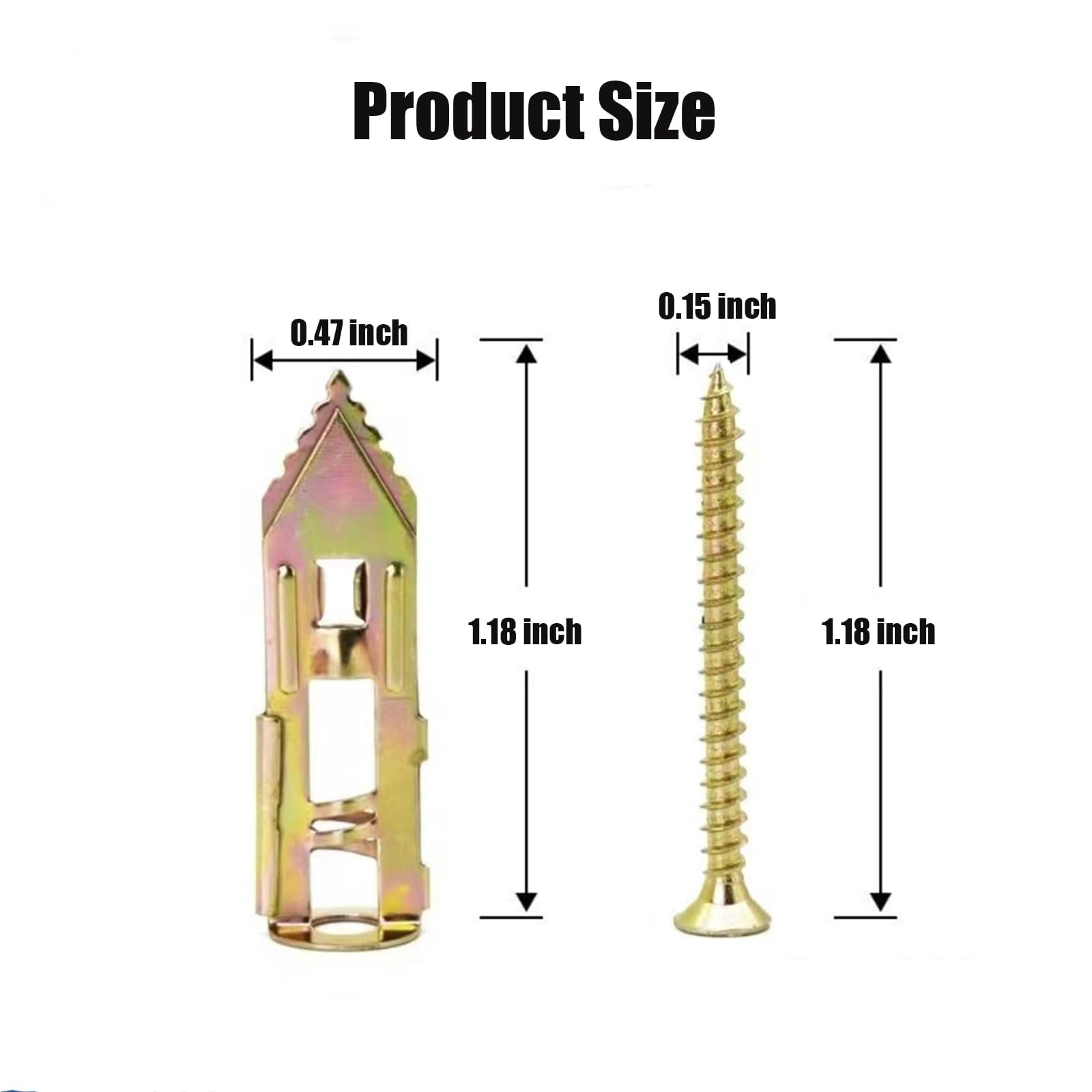30 PCS Self Drilling Drywall Anchors with Screws Kit, Used On Drywall, Plaster Board, Sheetrock, and Hollow Wall (0.47x1.18'' Self Drilling Anchors and 0.15 x1.38'' Screws)