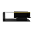 thumbnail image 2 of 39.4 inch Long Coffee Table, High-Gloss Black. Side Tables, Coffee Tables with Glass and LED Effect, 2 of 28