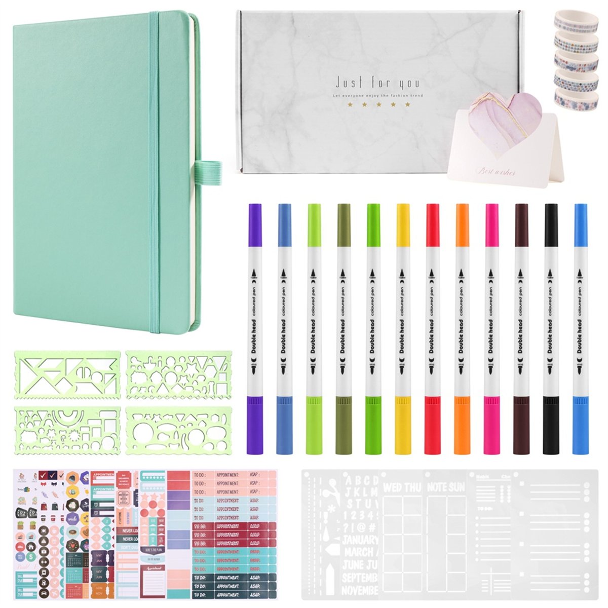 A5 Hardcover Dotted Journal Notebook with 184 Numbered Pages,Dotted Journaling Kit for Beginner Pink