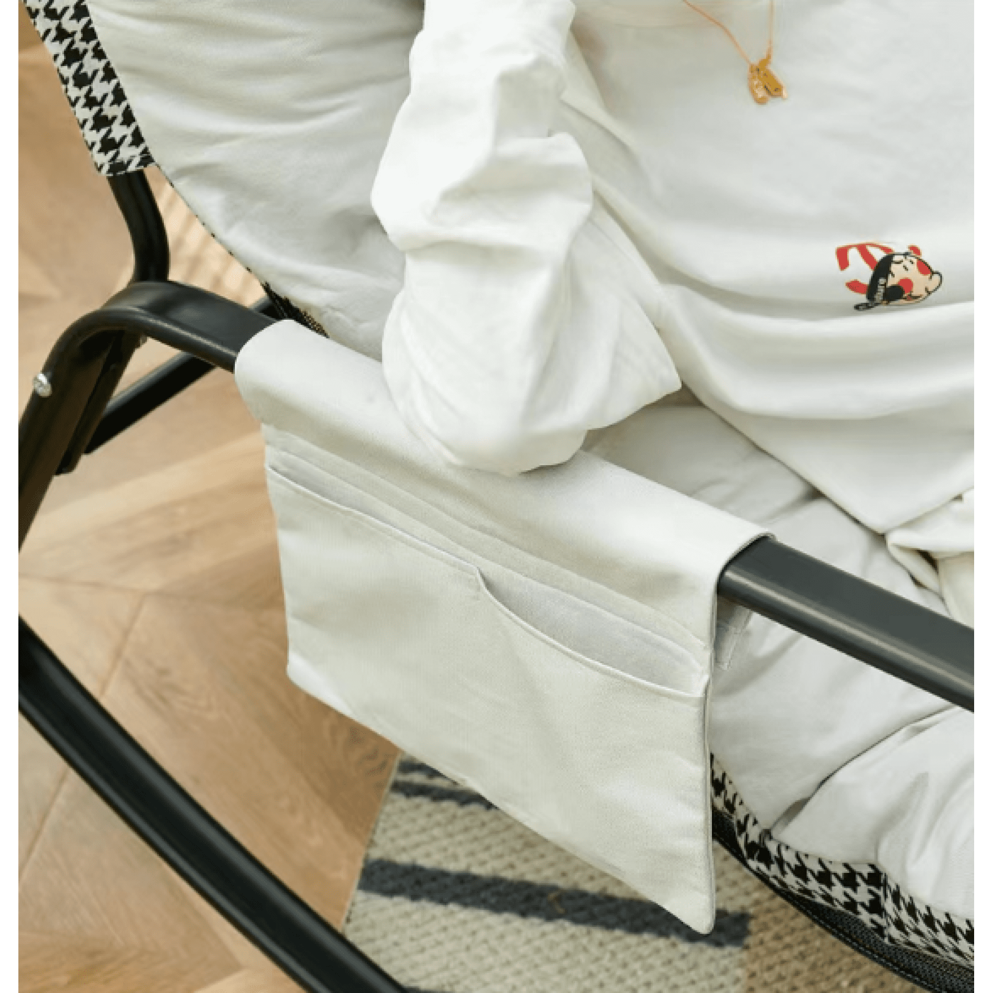 Jopath Rocking Chair with Extra-Wide Technical leather Upholstered Gliding Chair Boucle Reclining Chair, Modern Accent Chair for Living Room Nursery Bedroom -white