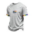 thumbnail image 3 of Men's We The People Means Everyone Polo Shirt with Rainbow Fist Graphic and Colorful Collar Trim Featuring Short Sleeves Light Gray XXXL, 3 of 5