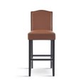thumbnail image 5 of Counter Height Bar Stools Set of 2 - Brown PU Leather Upholstered Stools, Rubberwood Legs, Kitchen Island Seating, 300LBS Capacity, 5 of 9