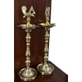 thumbnail image 3 of Mahabharat Diya || Kuthu Vilakku || Brass Oil Lamp Traditionally Designed Nakasi with Annapakshi/Peacock- Size: Height- 16 inches, 3 of 5