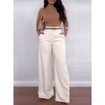 thumbnail image 6 of Women Fall High Elastic Waist Loose Pleated Long Flowy Palazzo Work Pants with Pockets XL, 6 of 8