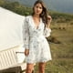 thumbnail image 1 of Mini vestido de mujer, mini vestido de playa boho con cuello en V profundo Eccomum G15871W-S, 1 of 7
