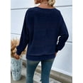 thumbnail image 5 of Women'S Soft Long Sleeve Blouses Crewneck Pullover Tops Casual Batwing Knitted Oversized Outfits 2025 Navy Blue S, 5 of 7