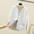 thumbnail image 2 of Jackets For Women Autumn Winter Solid Color Lamb Wool Vest With Pockets Warm Casual Cotton Style Plush Polyester Vest Outerwear Vests 1*Pc White Xl Fall Jackets For Women 2025, 2 of 4