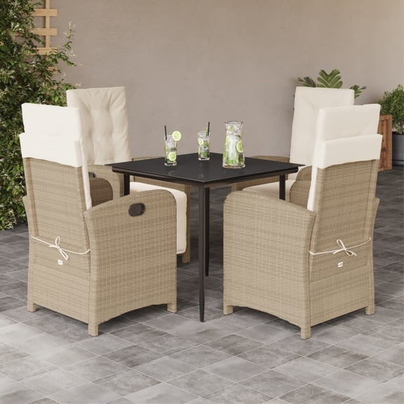 Casafoyer 5 Piece Patio Dining Set with Cushions Beige Poly Rattan