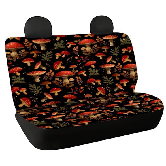 POLERO Vintage Red Mushroom Car Seat Covers Bench Seat with SUV Truck, Non-Slip Durable Bottom Cushion Protectors(Set of 2)