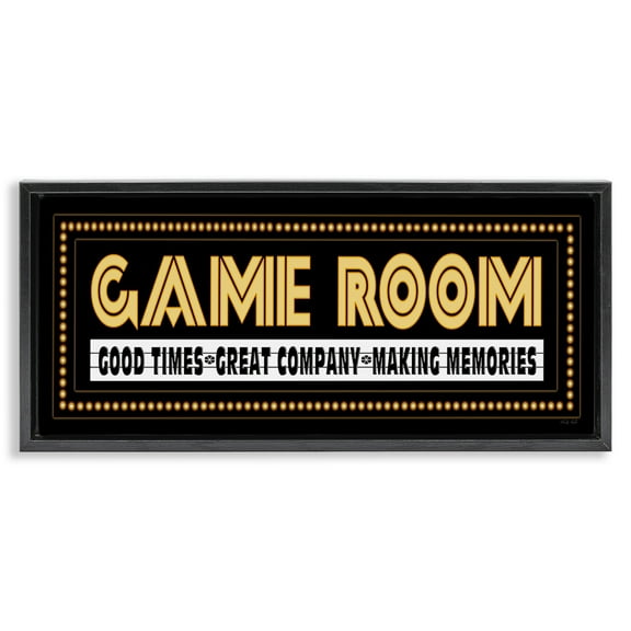 Stupell Industries Vintage Arcade Game Room Art for Kids Painting Black Floater Framed Canvas Art Print Wall Art, 25 x 11