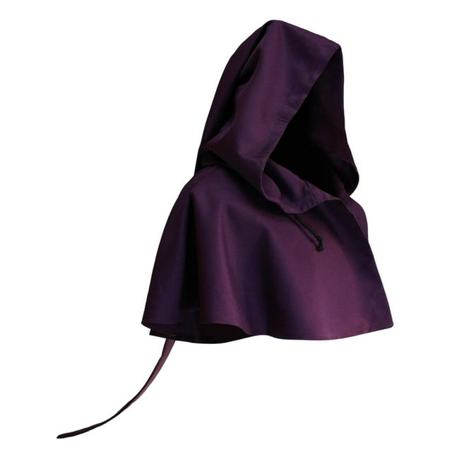 Cape d'Halloween Moine Moine Robe Cape de Sorcier Poncho Gothique à Capuche pour Unisexe Violet Foncé