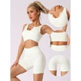 thumbnail image 3 of Unique Bargains Women's Ribbed Tank Bra and High Waist Knickers Workout Set S White, 3 of 6