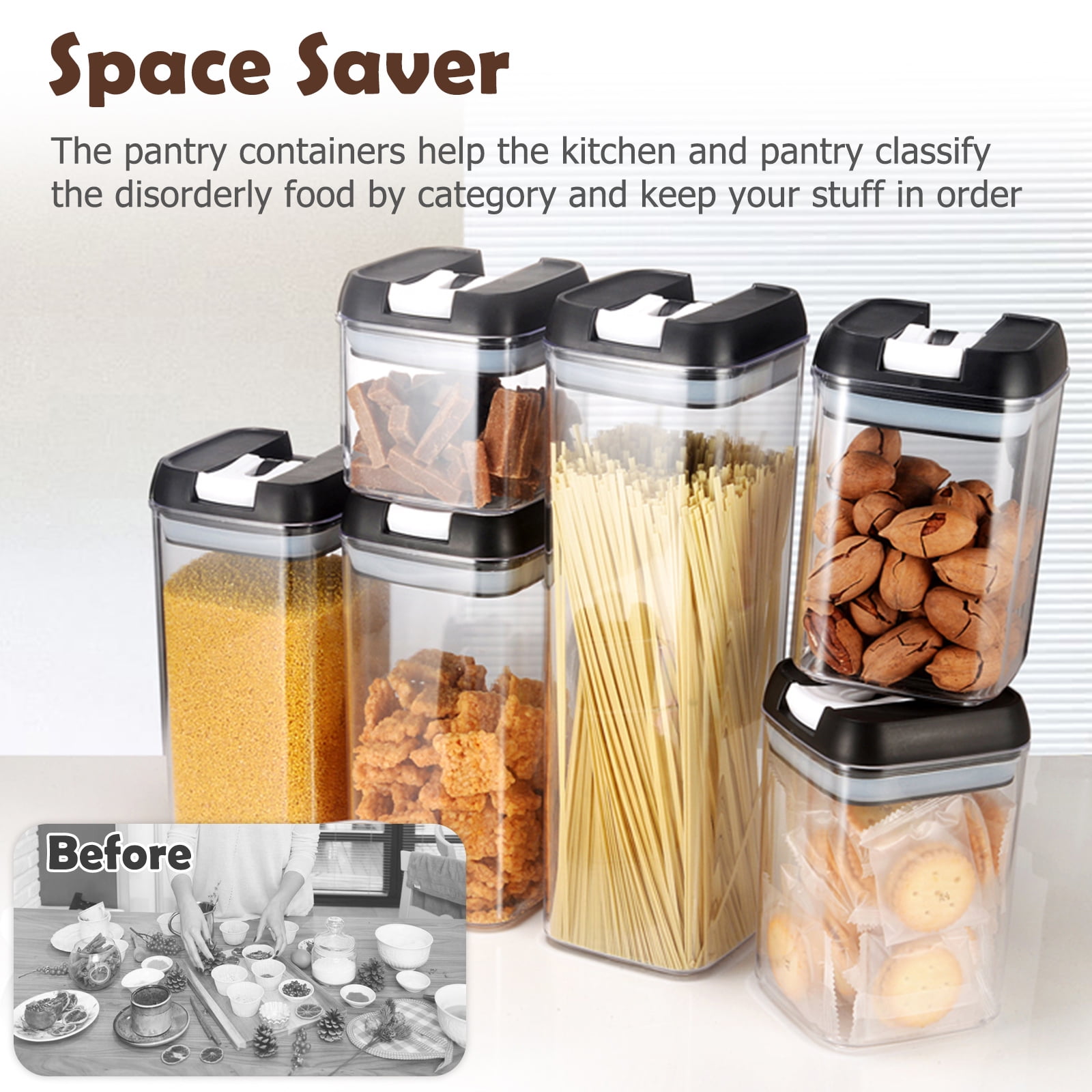 Plastic Kitchen Canisters, Large Food Storage Containers With Lid, Sugar Airtight  Kitchen Organization - Temu