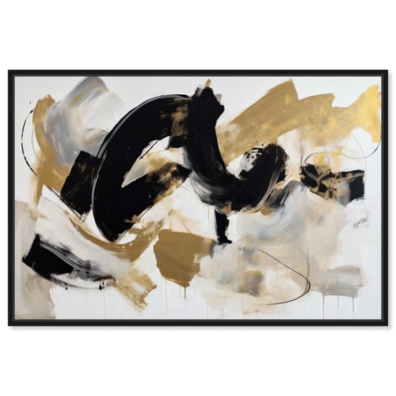 Moved Abstraction Canvas Modern Black White Abstract Wall Art by Art Remedy, Black Frame, 15" x 10"