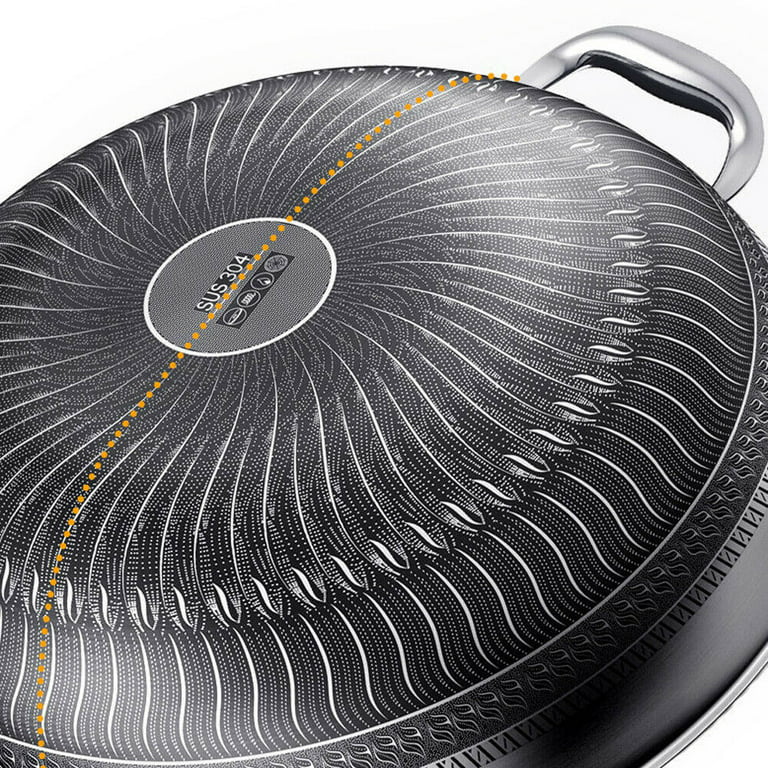 Get 316 stainless steel double-sided full screen frying pan with honeycomb  cover 34C Delivered