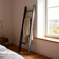 thumbnail image 5 of LEDREM 5-Tier Decorative Blanket Ladder and Ladder Shelf, Rustic Farmhouse Leaning Rack for Blankets, Towels, or Home Decor, Misty Gray, 5 of 7