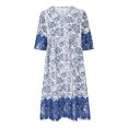 thumbnail image 4 of ZZwxWA Boho Summer Dress for Womens Floral Maxi Dresses Casual Short Sleeve Long Beach Dress 2025 Women's Plus Size Retro Sundress, 4 of 5