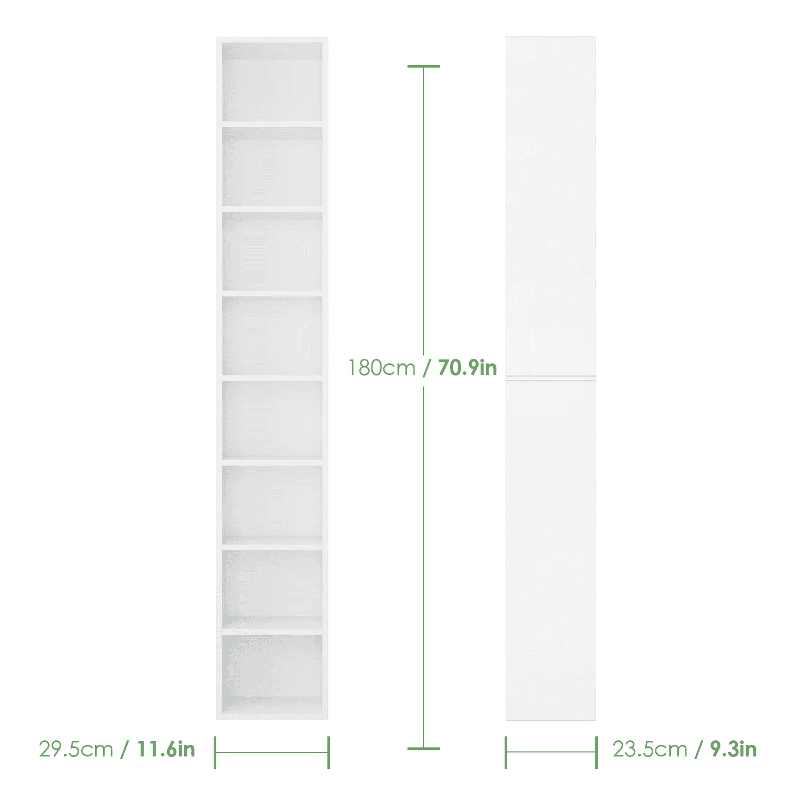 Homfa 8-Tier Wood Bookcase,71''Tall Storage Cube Organizer with Adjustable Shelves for Living Room Bedroom,2PCS,White