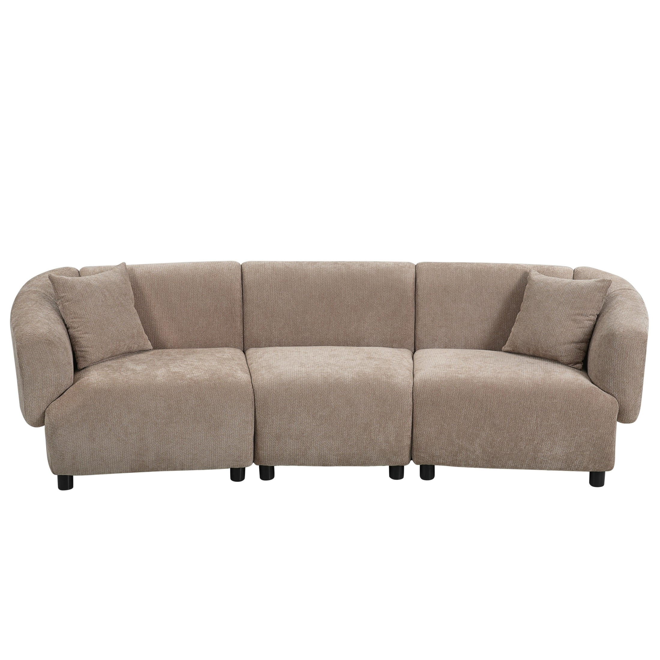 Christopher Knight Home 98.5" Curved Contemporary 3-Seat Sofa with Upholstered Plush Seating, Espresso