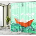 thumbnail image 5 of Ambesonne Ocean Shower Curtain, Navy Sealife with Waves, 69"Wx84"L, Sky Blue Orange, 5 of 5