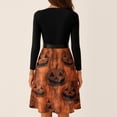 thumbnail image 7 of Halloween Dresses for Women Bat Hepburn V-Neck Spooky Tea Length Dress Spider 1950s Long Sleeve Vintage Dresses with Belt 2XL, 7 of 7