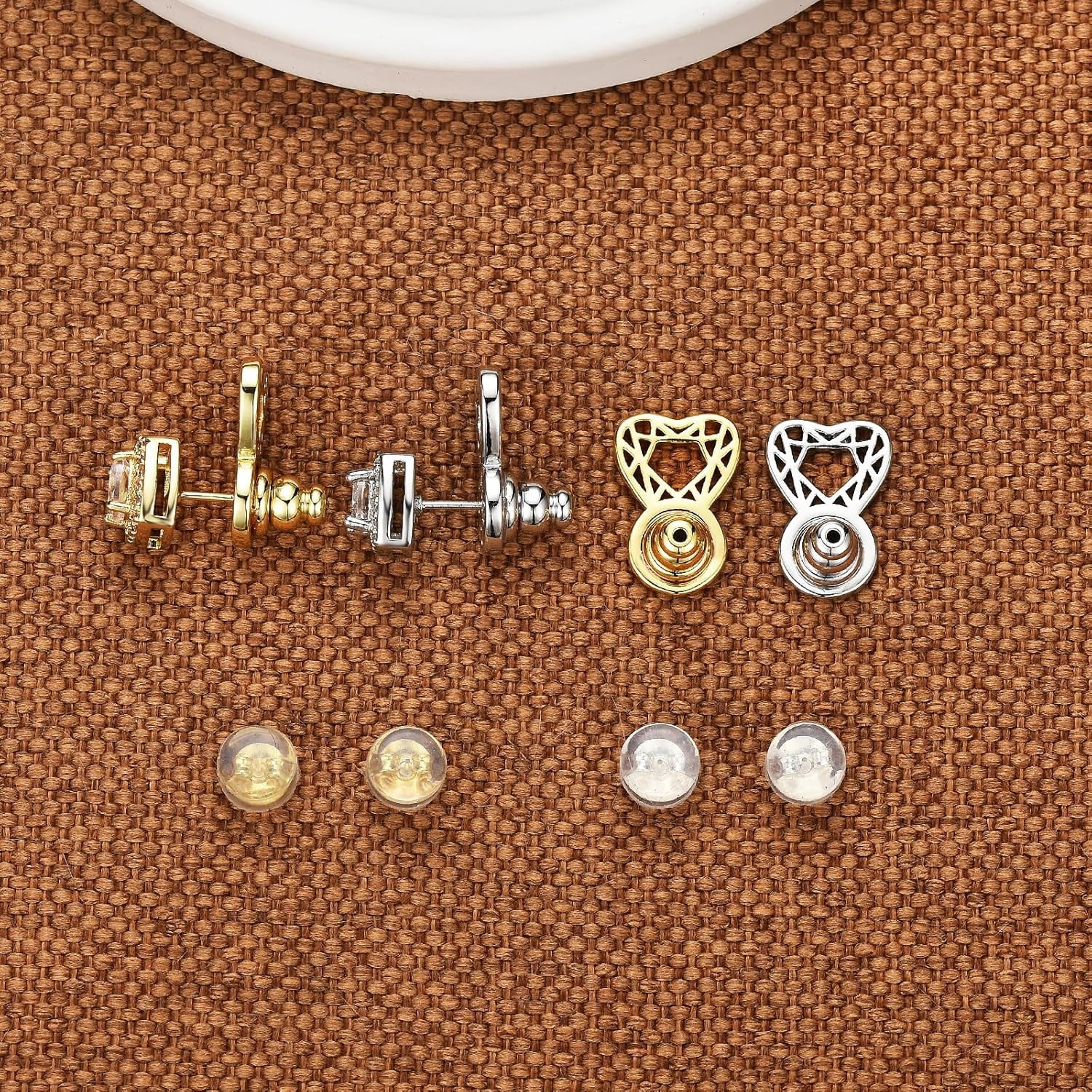 Earring Backs for Droopy Ears, Heart Diamond Shape Earring Backs for Droopy Earrings Large Earring Backings for Heavy Earrings Big Lifter Support Backers for Studs,Mixed Color