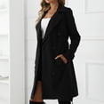 thumbnail image 5 of Defitshape Women's Double Breasted Trench Coats Dressy Thin Light Lightweight Long Sleeve Belted Jacket Midi Knee Length Outerwear Short Detective Outfit Fall Coat Black Medium, 5 of 5