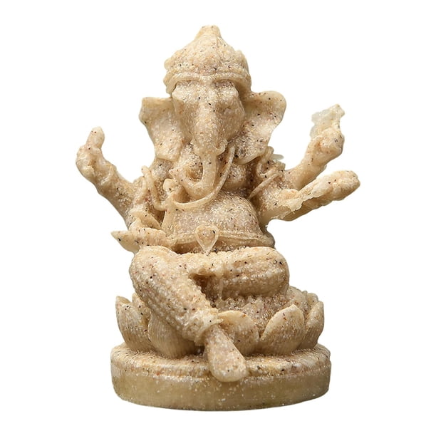 Estatua de Ganesha, adorno artesanal de Buda, escultura para estantería, sala de yoga Caqui 47 x 42 x 6 cm
