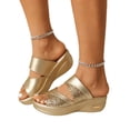 thumbnail image 2 of HAJWOH Orthopedic Sandals for Women Arch Support Summer Flat Sandals Wide Width Non Slip Slip on Beach Slippers Soft 2026 Orthopedic Shoes Gold 35, 2 of 4
