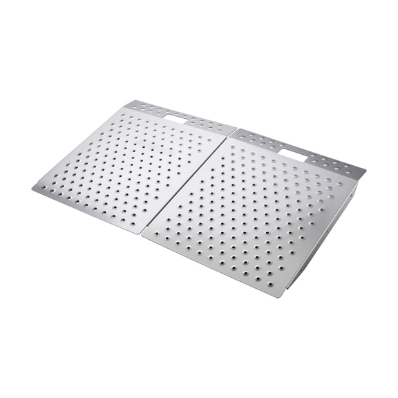 KFFKFF Aluminum Threshold Ramp for Doorways, 29.5 x 24.3 in, Non-Slip Platform Ramp, 750 lbs Load Capacity, Suitable for Steps, Curbs, Wheelchairs, Walkers, Scooters, and Carts