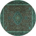 thumbnail image 1 of Ahgly Company Indoor Round Persian Turquoise Blue Traditional Area Rugs, 5' Round, 1 of 4